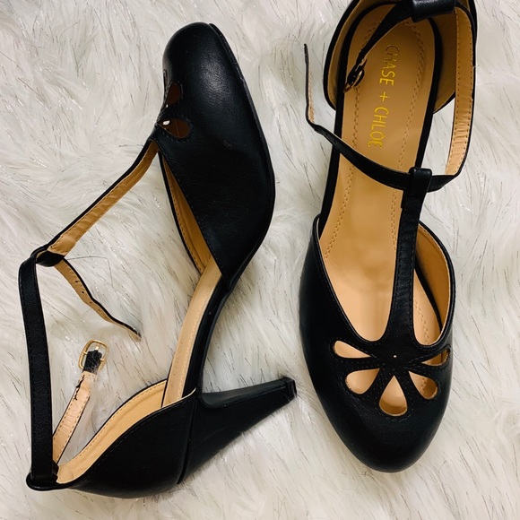 Chase & Chloe WOMEN T-STRAP TEAR DROP VINTAGE HEEL - Picture 2 of 5